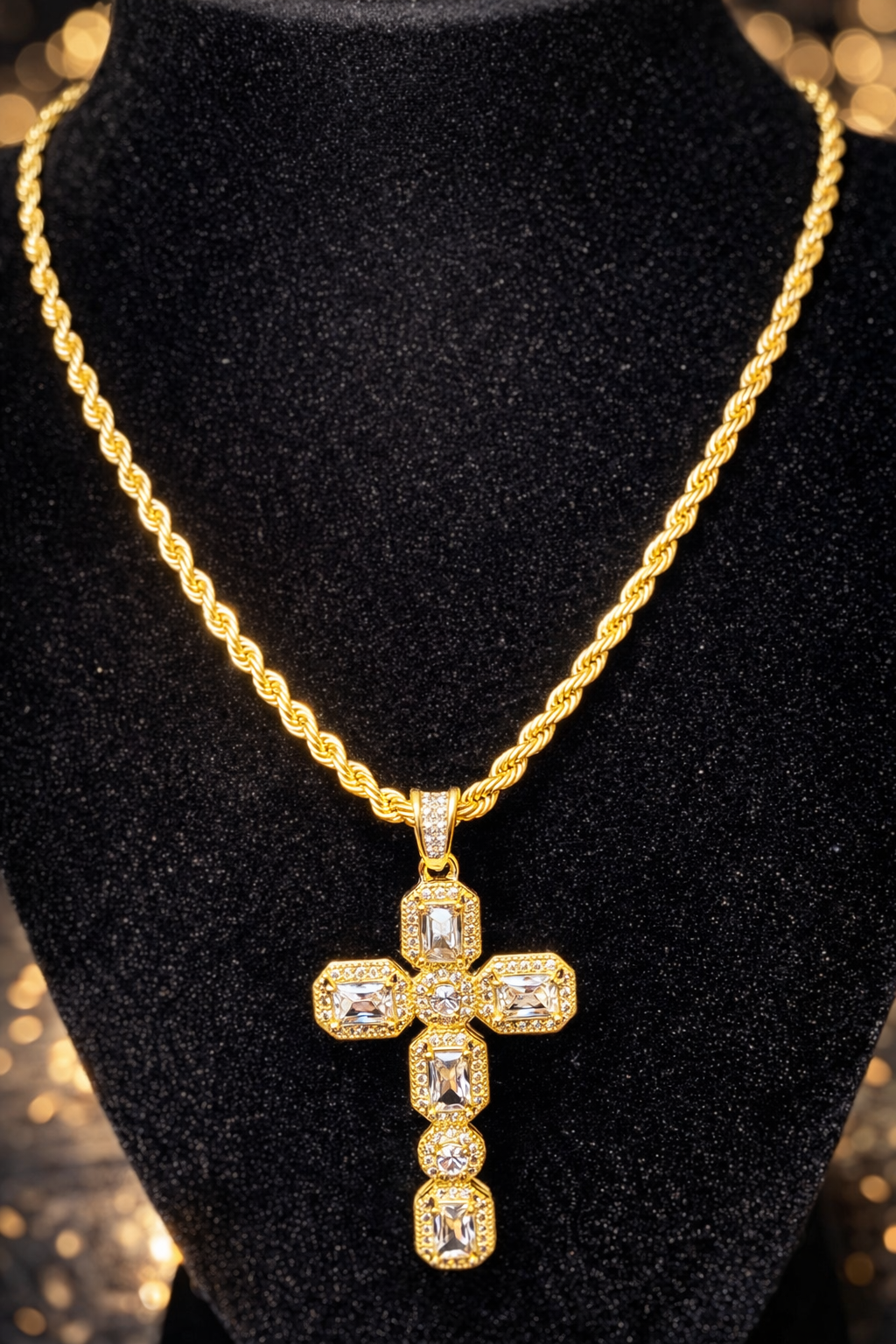 Radiant Cross Necklace – Gold Luxury Pendant