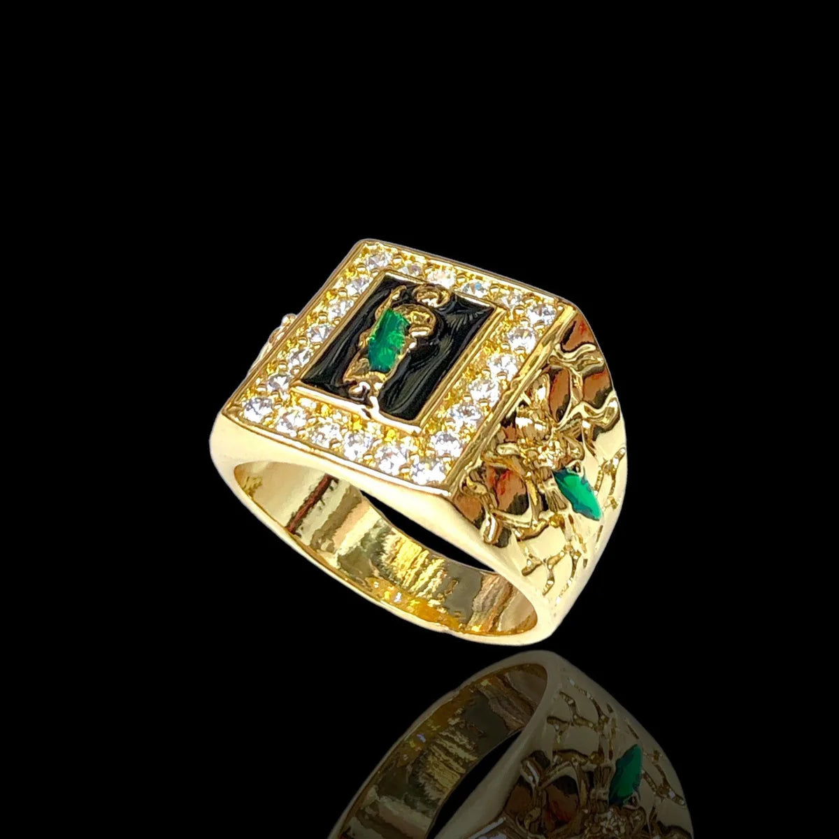 Milano San Judas Gold Filled Ring – Men’s Luxury Zirconia Signet Ring