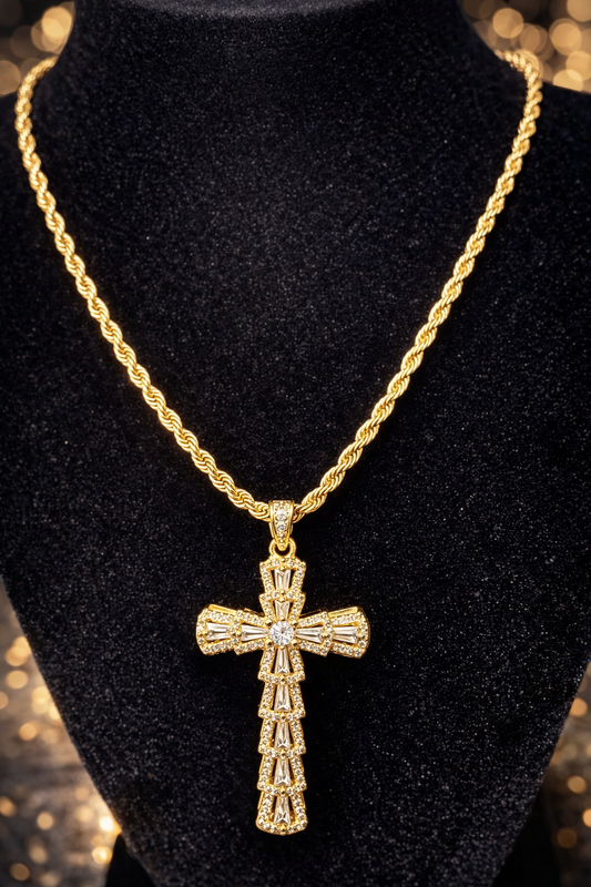 Divine Cross Necklace Waterproof Gold Pendant