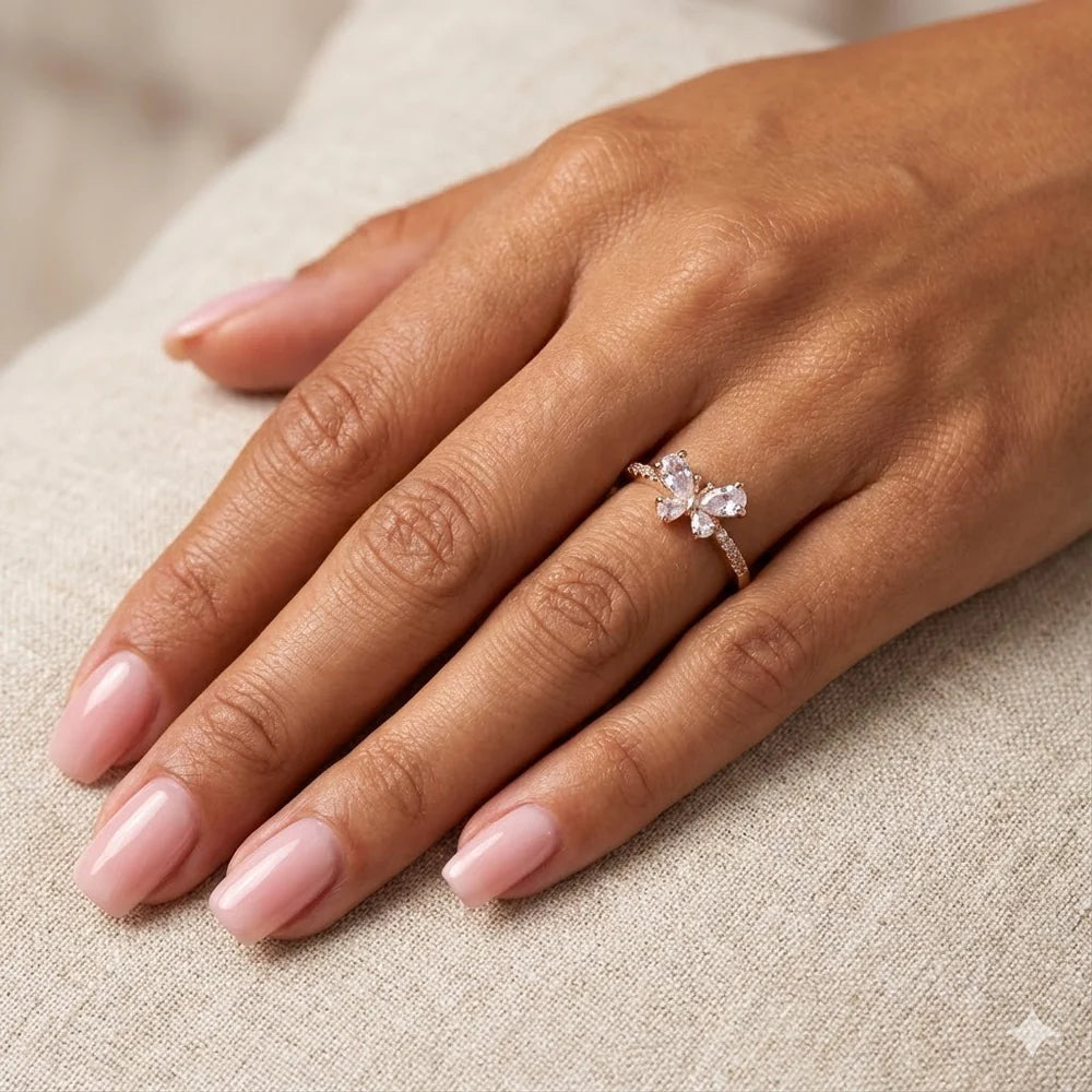 Crystal Butterfly DMND Ring