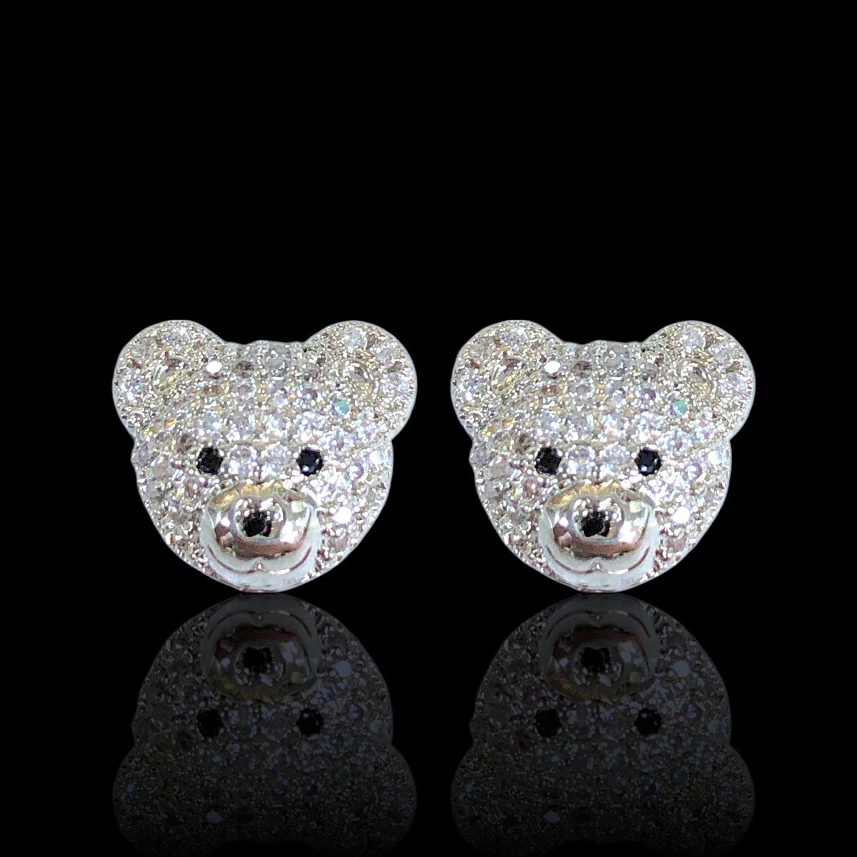 Crystal Teddy Bear Stud Earrings